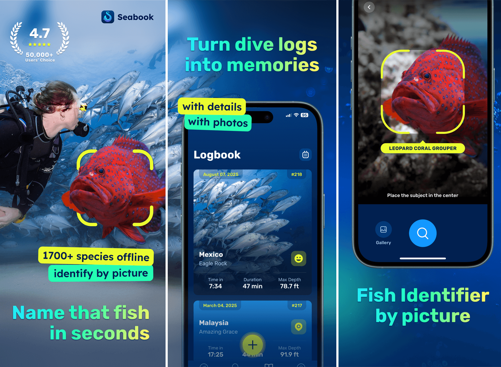Seabook app screenshots